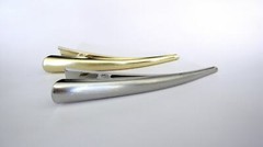 3.75 inch silver or gold tone brushed metal alligator hair claw clip clamp