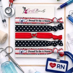 Nurse Hair Ties No Crease Elastic Set Proud to Be a Nurse Gift for Nurses Nur…
