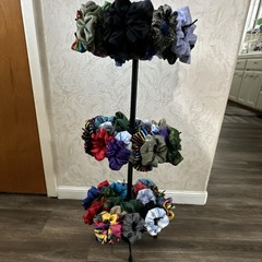 Multicolor Faux Fur Fabric Scrunchies for Women, Ruffled Hair Accessories
