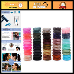 60Pcs Spiral Hair Ties, No Crease Coil Ponytail Holders, Multicolor Non-Slip Hai