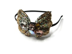 Hairband Rhinestone Jewels Butterfly Bling Party Dressy Cocktail Wedding Yellow