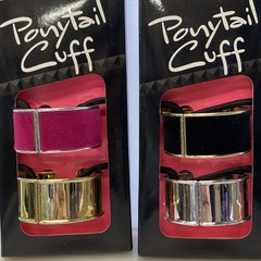 Lot Of 3 – Scunci Ponytail Cuff 2 Pcs Hair Accessories Pink Gold Black Silver