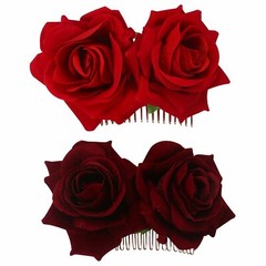 2pcs Women Rose Flower Comb Hairpin Hair Clips Brooch Wedding Bridal Accessories