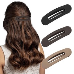 Sightor Flat Hair Clips, 3 Packs 1 Count (Pack of 3), Black, Coffee, Beige