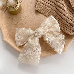 Lace bow hair clip, embroidered sweet and elegant, ribbon spring clip
