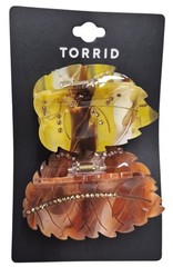 Torrid Embellished Fall Leaves Hair Claw Set of 2 Orange Yellow Multi-Color New