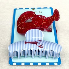 Piper K Lobster Hair Clip Set 2-Pc Acrylic Large Claw Nautical Kitsch Gift NWT