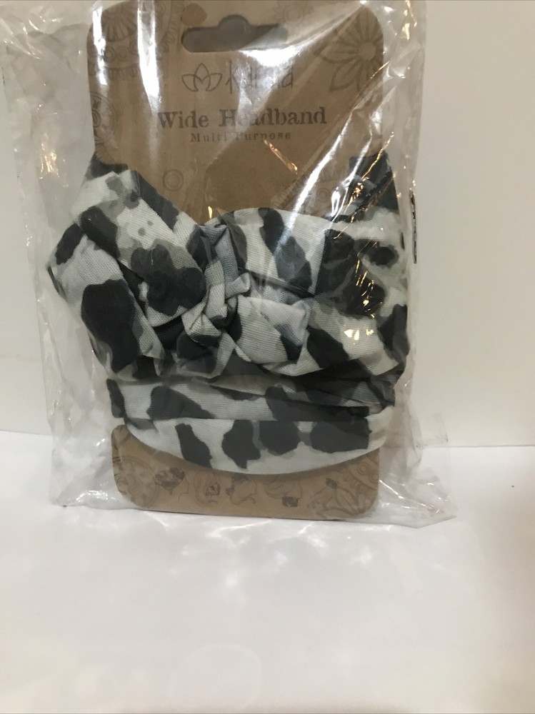 BLACK LEOPARD wide headband by Karma Gifts boho bandeau natural life cat full