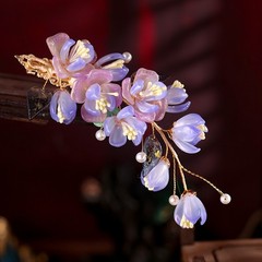Chinese Style Liuli Flower Tassel Hair Clip Bangs Side Barrette Headpiece 1pc