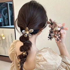 6 Pcs Minimalist Flower Helical Hair Ring Cute Hair Clip Jewelry Gift for Girls