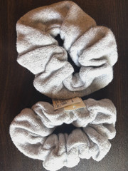 Aerie Scrunchie Lot of 2 Soft Light Gray Material Perfect for Thick Hair NEW