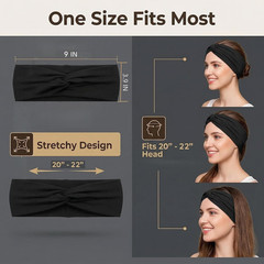 12 Pcs Stretchy Sport Headbands for Women,Absorbed Sport Headband Soft Twist Kno