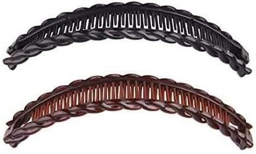 2Pack One Black and One Brown Tort Banana Clips Fish Clips Combs Tool Vintage Cl