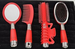 Gift Set Hair Growth Comb Brush Mirror Curling Iron Clip Multi Color Plastic