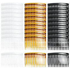 30 Pack Clear White Black Brown Plastic Hair Side Combs Slide Bun Holder with 14