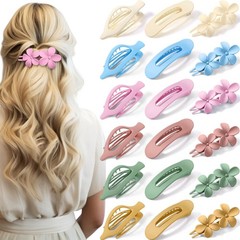 18 Pcs Matte Non-Slip Flat Hair Clips – French Claw, Flower Styles for Thin Hair