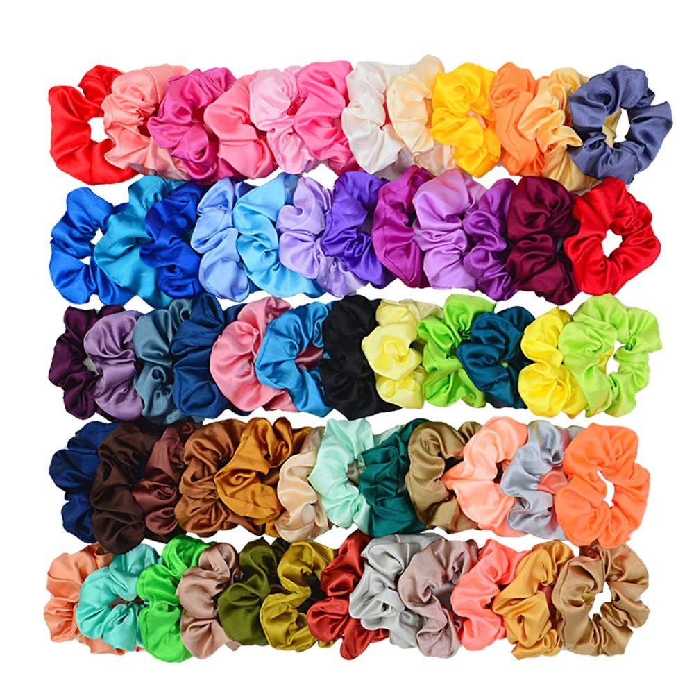 60 Colors Silk Large Satin Hair Scrunchies Elastic Hair Bobbles Ponytail
