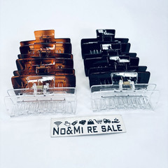 Medium Square Claw Hair Clips, 8 Pcs Transparent, Amber, Glossy Black