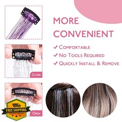 Wennalife Purple Hair Tinsel 24 Inch 12 Clips
