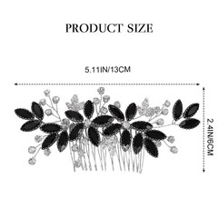 Crystal Bride Wedding Hair Comb Silver Leaf Bridal Hair Accessories Rhineston…