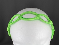 Green satin wrapped fabric 1 3/8″ wide headband oval chain link cut out pattern