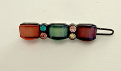 Hair Barrettes Lucite & Rhinestone Butterefly, Black Flower,Small Bar w/Stones