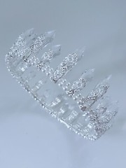 Women Ice Queen Prom Rhinestone Silver Clear Crystal Head Tiara Full Round Crown