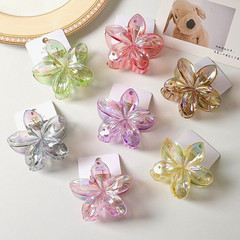 MUJU Flower Hair Claw Clip 8cm Plastic Glossy Solid Pattern Multicolor 7 PcsD189