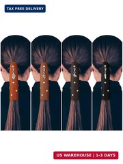Yinkin 4 Pcs Leather Hair Wrap Motorcycle Ponytail Hair Wrap Ties for Woman PU P