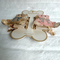 Teddy Bear Hair Claw Clip Set Pink Brown Shimmer Bow Coquette Cute Gift Kawaii
