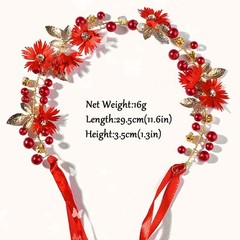2 PCS Red Daisy Pearl Flower Vine Rhinestones Headband Flower Headband Floral…
