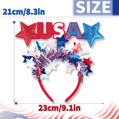 4th of July Headband Independence Day Hair Accessories USA Flag Star Red Whit…