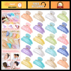 20 PCS Non-Slip Acrylic Hair Claw Clips – Large Fashion Barrettes for Thick Thin