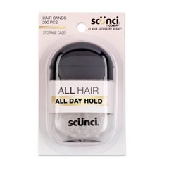 scünci Clear Polybands in Portable Clear Container – All Hair – 200pcs