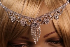 Floral Crystal Forehead Hair Combs Bridal Rhinestones Fringe Head Chain