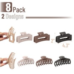 Ms. Pen- Large Hair Clips for Women, 4.3 Inch, 8 Pack, Boho Essence