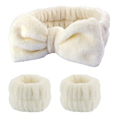 Soft Coral Fleece Hair Wrist Band Set Absorbent Waterproof Spa Plush