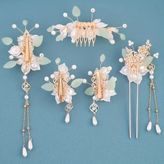 “5PC Handmade Hanfu Hair Accessories – Vintage Floral Tassel Set”