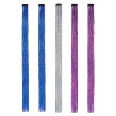 Colorful Tinsel Hair Extensions Clip in Synthetic for Women Girls Christmas Gift