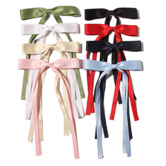 LFOUVRE Bow Hair Clips for Women Girls Ribbon Bows Long Tail Bowknot Tassel Claw
