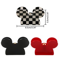 BENOSPACE Hair Clip, 3Pcs Mouse Head Acrylic Claw Clips for Thin Red