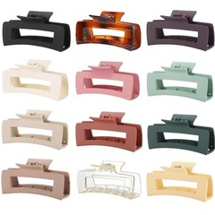 12 Pcs Large Square Hair Claw Clips for Women, 4.3-Inch Matte Multicolor 1