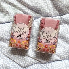 2 Pack INVISIBOBBLE Whimsy Pink Hair Bows Ribbons with Ties Wrapstar Boho NEW