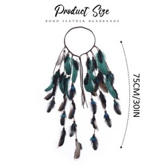 Boho Feather Headbands Indian Headdress Gypsy Headpiece Peacock Hair Type C