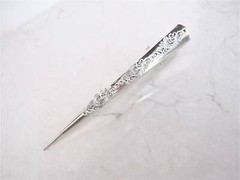 Silver tone metal filigree alligator hair claw clip clamp