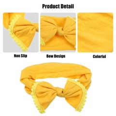Piece of 1 Teenager Bow Headband Fashion Cute Cotton Hair Band Yellow 6.3 Inch