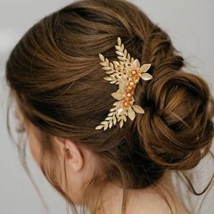 1 PC Leaf Hair Comb Gold Flower Hair Clip Bridal Accessories Women