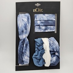 Noir 5 Piece Tye-Die Headband Scrunchies And Mask