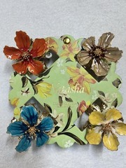 Natasha Enamel Flower Claw Hair Clips NWT 4 Pack
