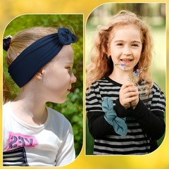 12 Pack Polyester Cloth Headbands Removable Colorful Rabbit Ear Bow Bands